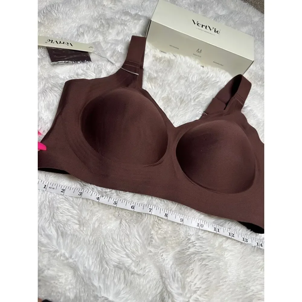 VertVie Womens 38D Brown Seamless Wireless Bra Full Coverage Padded Comfort NWT